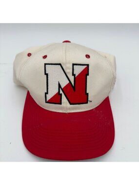 Vtg NWT Nebraska Cornhusker Rare Hat Pioneer White/Red Snapback 90's Baseball Ca